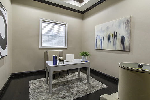 Table in a transitional home in Massachusetts
